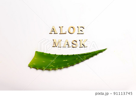 aloe leaf on a light background. Natural cosmetics and treatments aloe leaf on a light background. Natural cosmetics and treatments 91113745