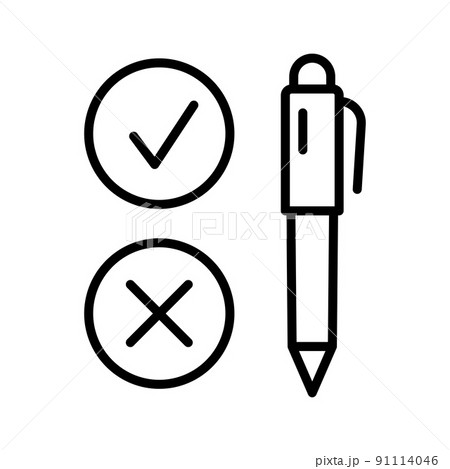 Pros and cons icon. Positive and negative, true or false. Plus and minus. 91114046