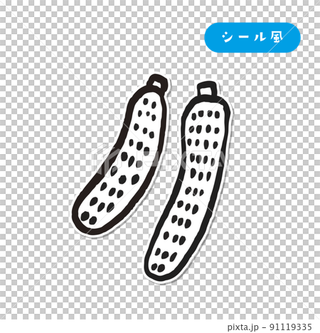 野菜イラスト きゅうり シール風 野菜イラスト きゅうり シール風 91119335