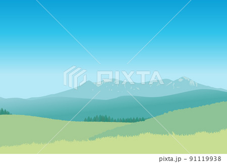 北国の夏の風景のイラスト 91119938