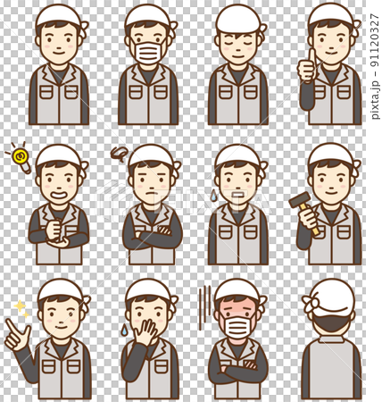 日本人の大工のイラスト12種類セット 日本人の大工のイラスト12種類セット 91120327