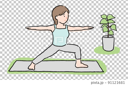 女性瑜伽戰士姿勢 女性瑜伽戰士姿勢 91121681