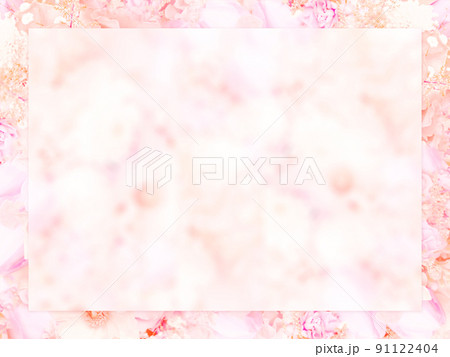 ピンク色の花柄フレーム 91122404