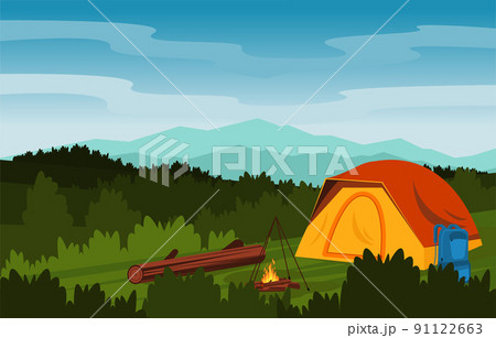 Summer Camp Tent Outdoor Mountain Nature Adventure Holiday 91122663