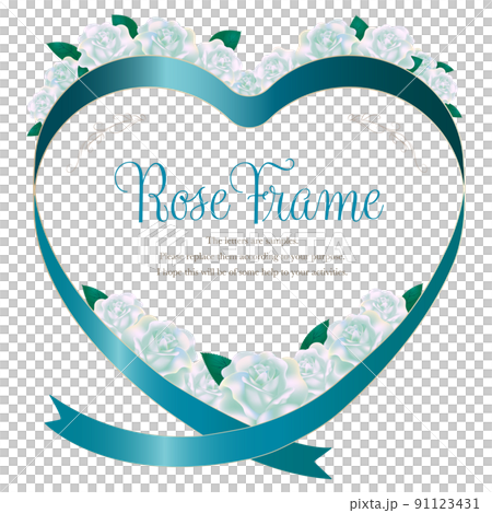Rose and ribbon heart frame_white turquoise blue Rose and ribbon heart frame_white turquoise blue 91123431
