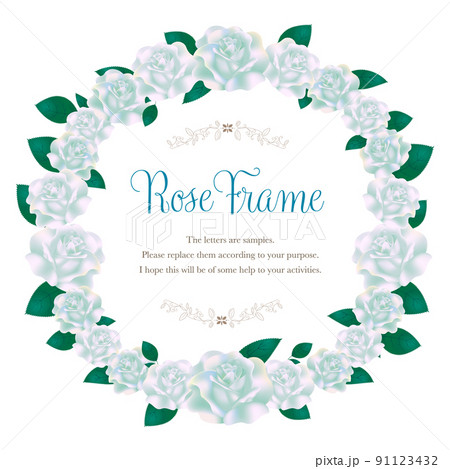 バラの円形フレーム_シルバーターコイズブルー バラの円形フレーム_シルバーターコイズブルー 91123432