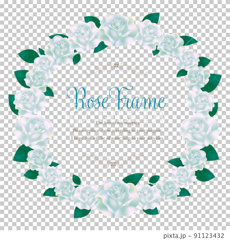 バラの円形フレーム_シルバーターコイズブルー バラの円形フレーム_シルバーターコイズブルー 91123432