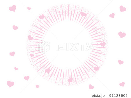 トクン…これは恋？ハートあふれるピンクの集中線 91123605