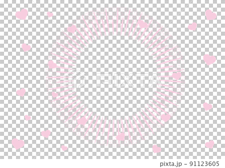 トクン…これは恋？ハートあふれるピンクの集中線 91123605