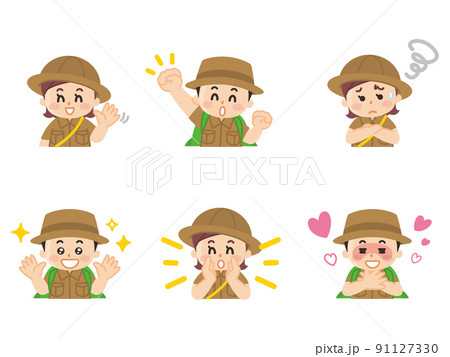 探検隊の子供　ジェスチャー　ボーイスカウト　冒険　アウトドア 91127330