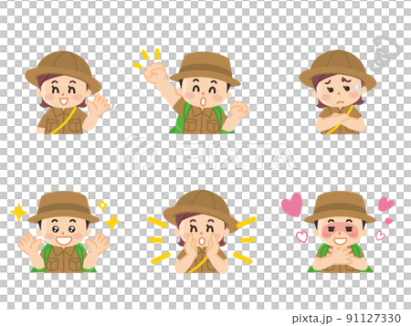 探検隊の子供　ジェスチャー　ボーイスカウト　冒険　アウトドア 91127330