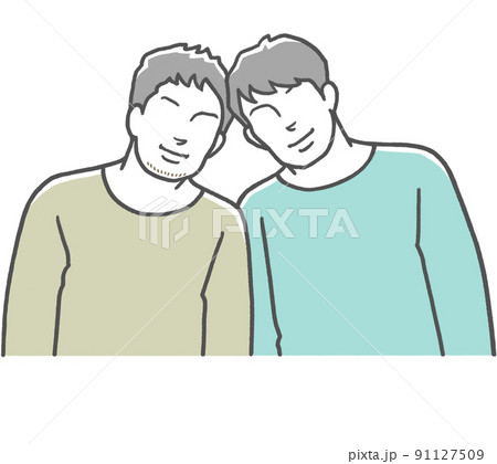 肩を寄せ合う同性カップル　男性 91127509