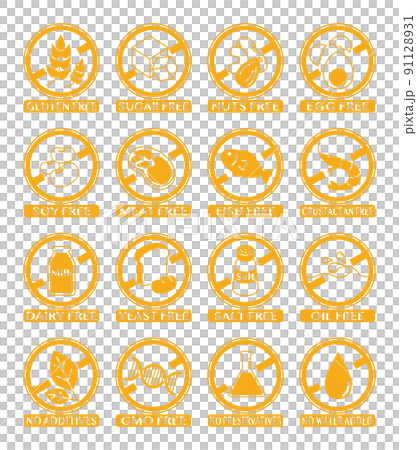 Food allergy display icon set 91128931