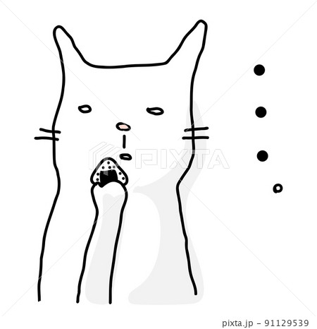 おにぎりを食べている猫 91129539