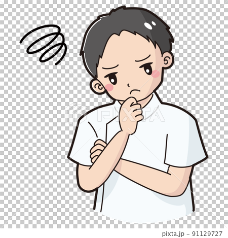 一個穿著白大褂思考的男人的插圖 一個穿著白大褂思考的男人的插圖 91129727