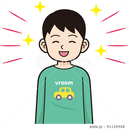 笑顔の男の子　輪郭線あり 91130488