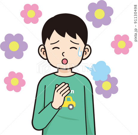 安心した男の子　輪郭線あり 91130498