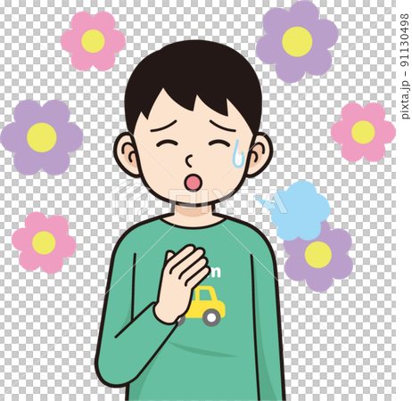 安心した男の子　輪郭線あり 91130498