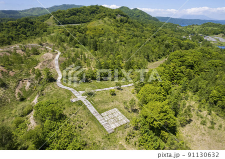 洞爺 西山山麓火口を空撮(第1展望台) 洞爺 西山山麓火口を空撮(第1展望台) 91130632