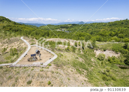 洞爺 西山山麓火口を空撮（第2展望台） 91130639