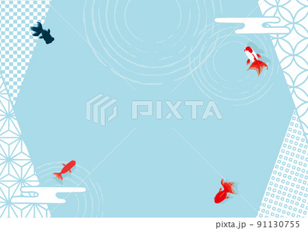 和柄と金魚の背景イラスト 91130755