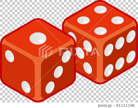 赤い色をしたサイコロのイメージイラスト 91131196