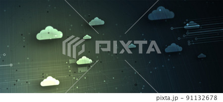 Cloud technology. Integrated digital web concept background 91132678