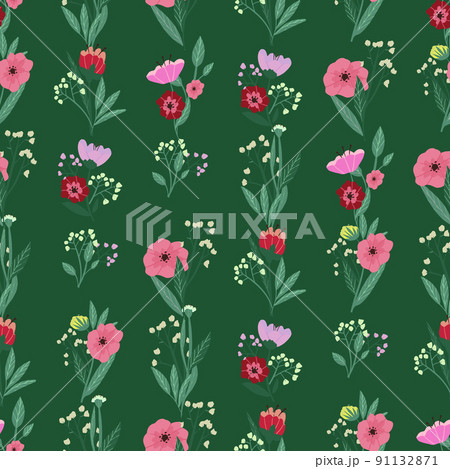 Seamless pattern with spring bright flowers. Vector illustration 91132871