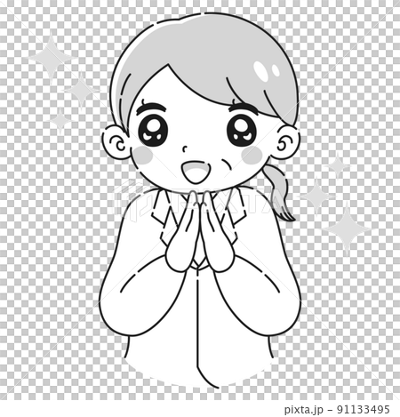 Illustration of a senior woman in a crushing lab coat (black and white) Illustration of a senior woman in a crushing lab coat (black and white) 91133495