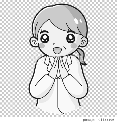 Illustration of a senior woman in a crushing lab coat (black and white) Illustration of a senior woman in a crushing lab coat (black and white) 91133496