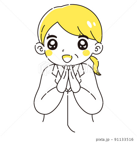 ときめく白衣を着たシニア女性のイラスト 91133516