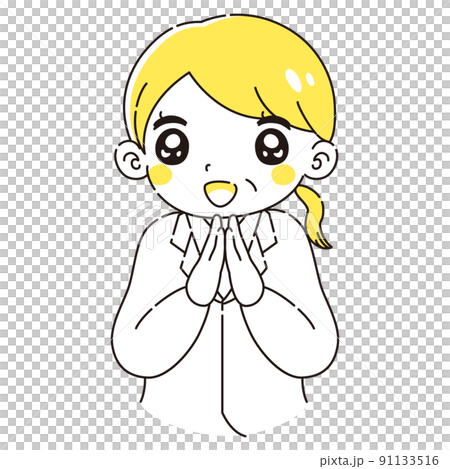 ときめく白衣を着たシニア女性のイラスト 91133516