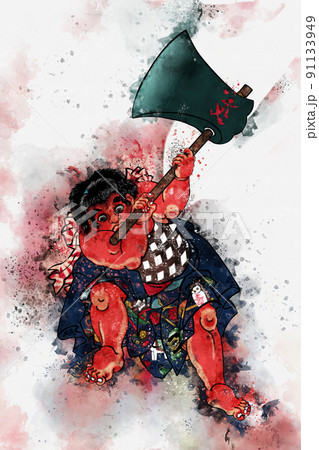 浮世絵　金太郎　水彩バージョン 91133949