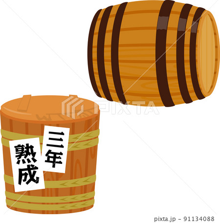 熟成させている木桶、木樽 91134088