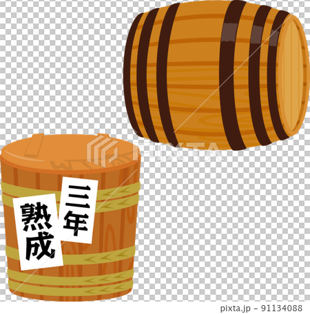 熟成させている木桶、木樽 91134088