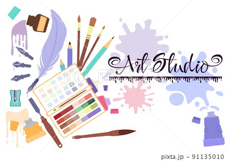 Art studio banner. Graphics school website... - Stock Illustration  [91135010] - PIXTA