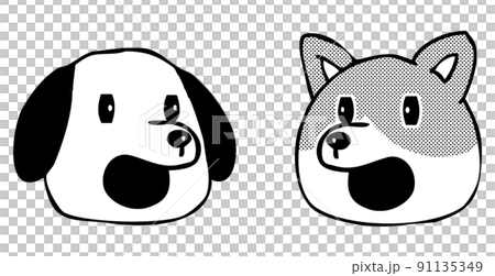 Facial expressions and face icons of animals and dogs "Wow!" 91135349