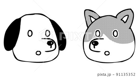 動物・犬のポカンの表情・向き合う顔アイコン 91135352