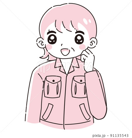 ときめく作業着を着たシニア女性のイラスト 91135543