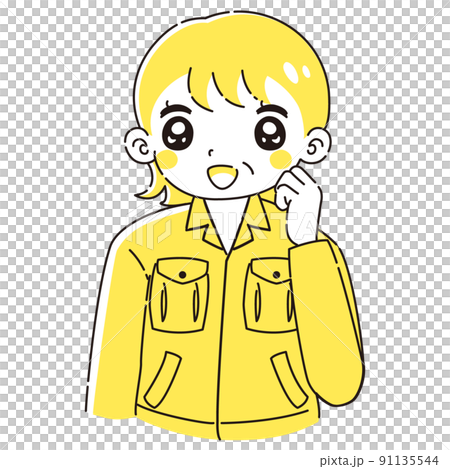 一位穿著破碎工作服的高級婦女的插圖 91135544