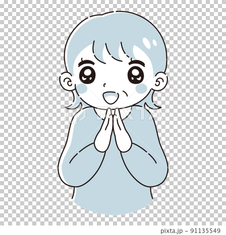 ときめくシニア女性のイラスト ときめくシニア女性のイラスト 91135549