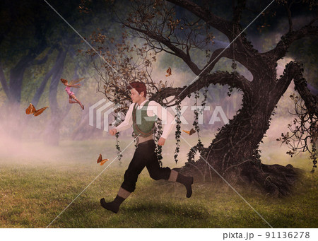 Fantasy hero in forest Fantasy hero in forest 91136278