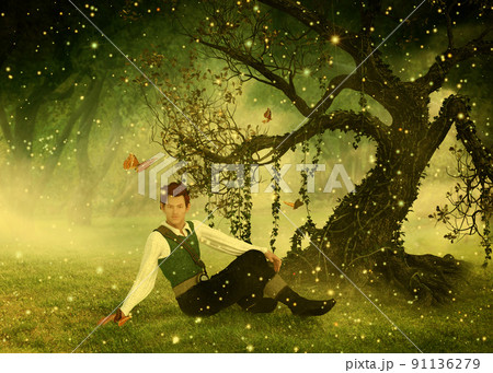 Fantasy hero in forest Fantasy hero in forest 91136279