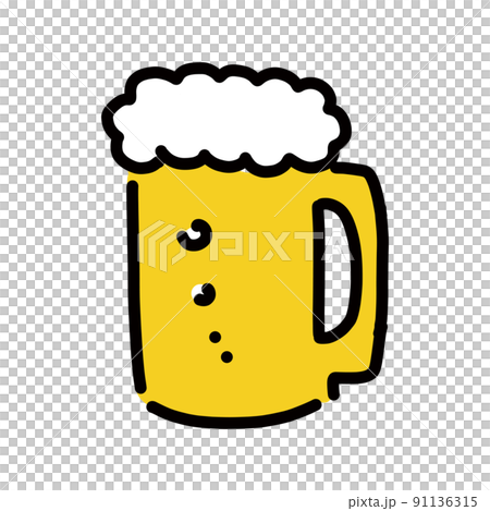 ビールのシンプルアイコン　中ジョッキ 91136315