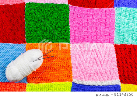 texture of knitted fabric, background.. 91143250
