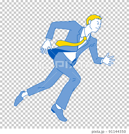 走るビジネスマンのイラスト（白背景・ベクター・切り抜き） 91144350