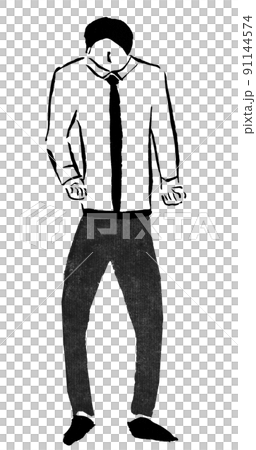 Tall businessman expressing joy (hand-drawn person illustration of ink) 91144574