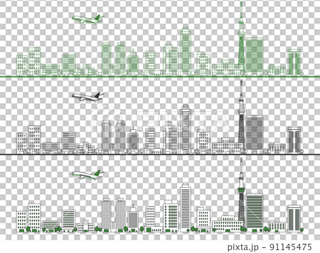 摩天大樓大城市背景素材 91145475