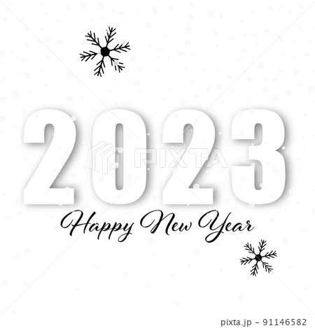 Poster for new year 2023, simple white background with snowflakes and text vector Poster for new year 2023, simple white background with snowflakes and text vector 91146582