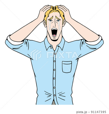 アメコミタッチの困っている白人 91147395